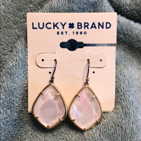 Lucky Brand Jewelry - NEW Lucky Brand white and gold tone earrings